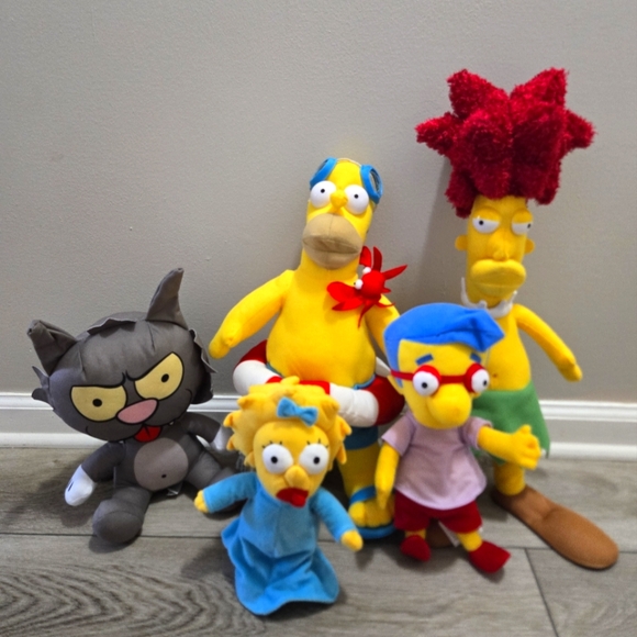 Simpsons Lot of 5 Plush Homer Scratchy Maggie Sideshow Bob and Milhouse Collect - Picture 1 of 15